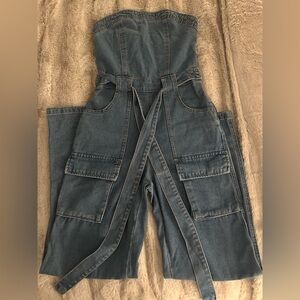 Sincerely Jules Blue Denim Strapless Jumpsuit ✨